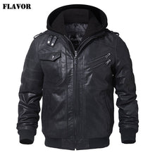 Load image into Gallery viewer, Men&#39;s Real Leather Jacket Men Motorcycle Removable Hood winter coat Men Warm Genuine Leather Jackets
